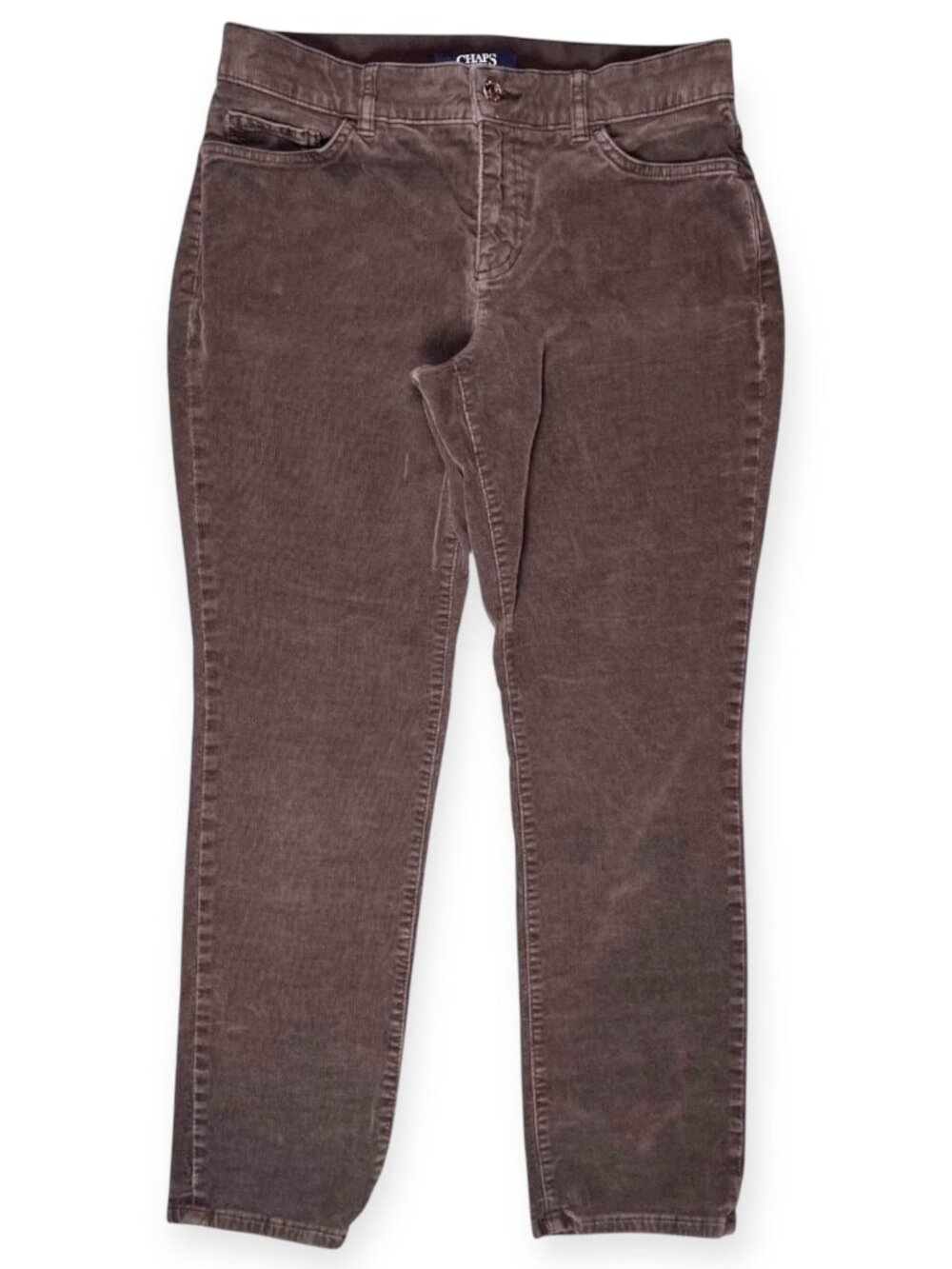 ⁠Chaps Corduroy Pants Petite Straight Leg Gray Casual Size 8P⁠